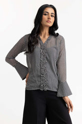 Black and White Woven Blouse 231-217-061
